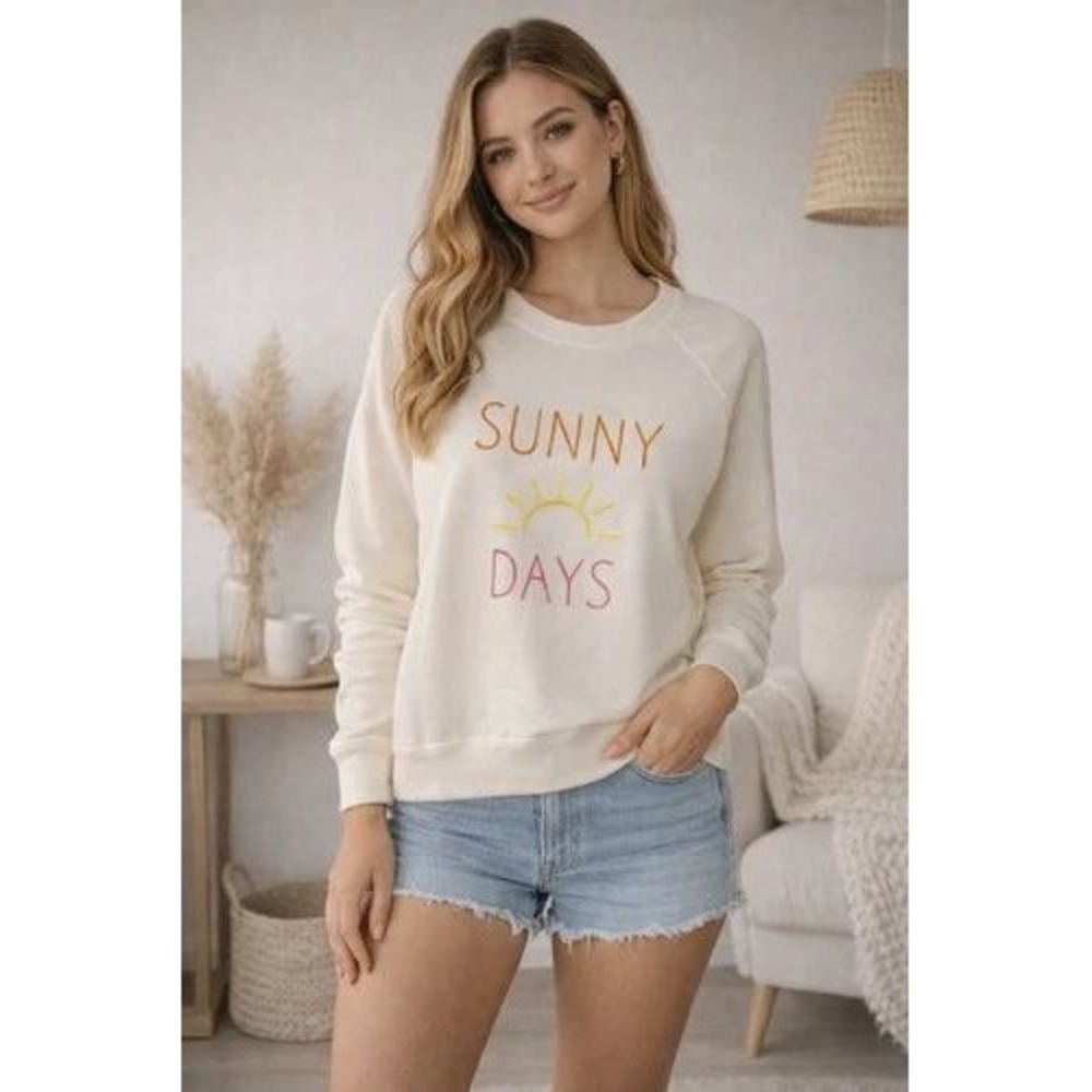 Workshop Republic Sunny Days Sweatshirt Top Textured Women's Medium NWT FLAW